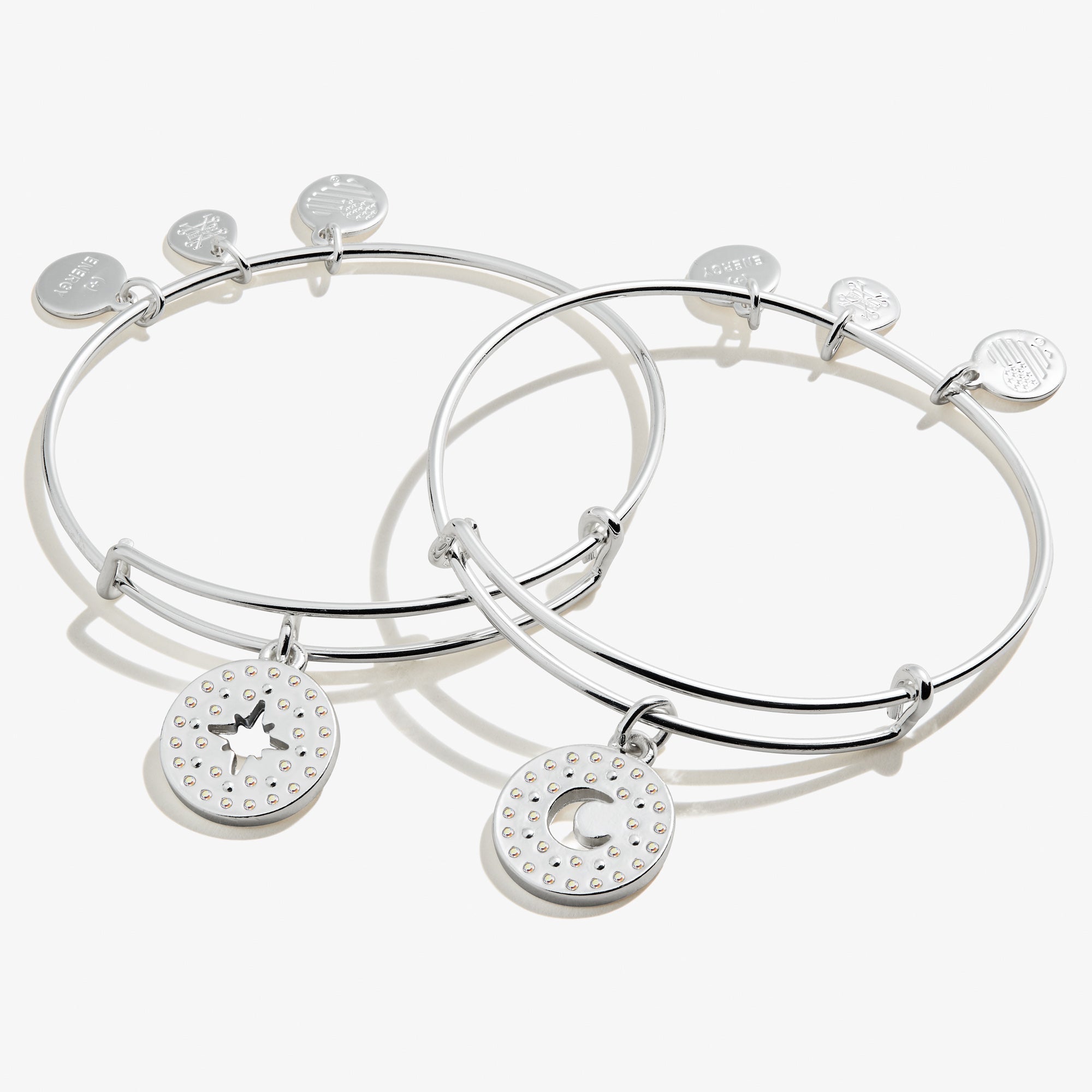 Best Friends Moon + Star Charm Bangle, Set of 2
