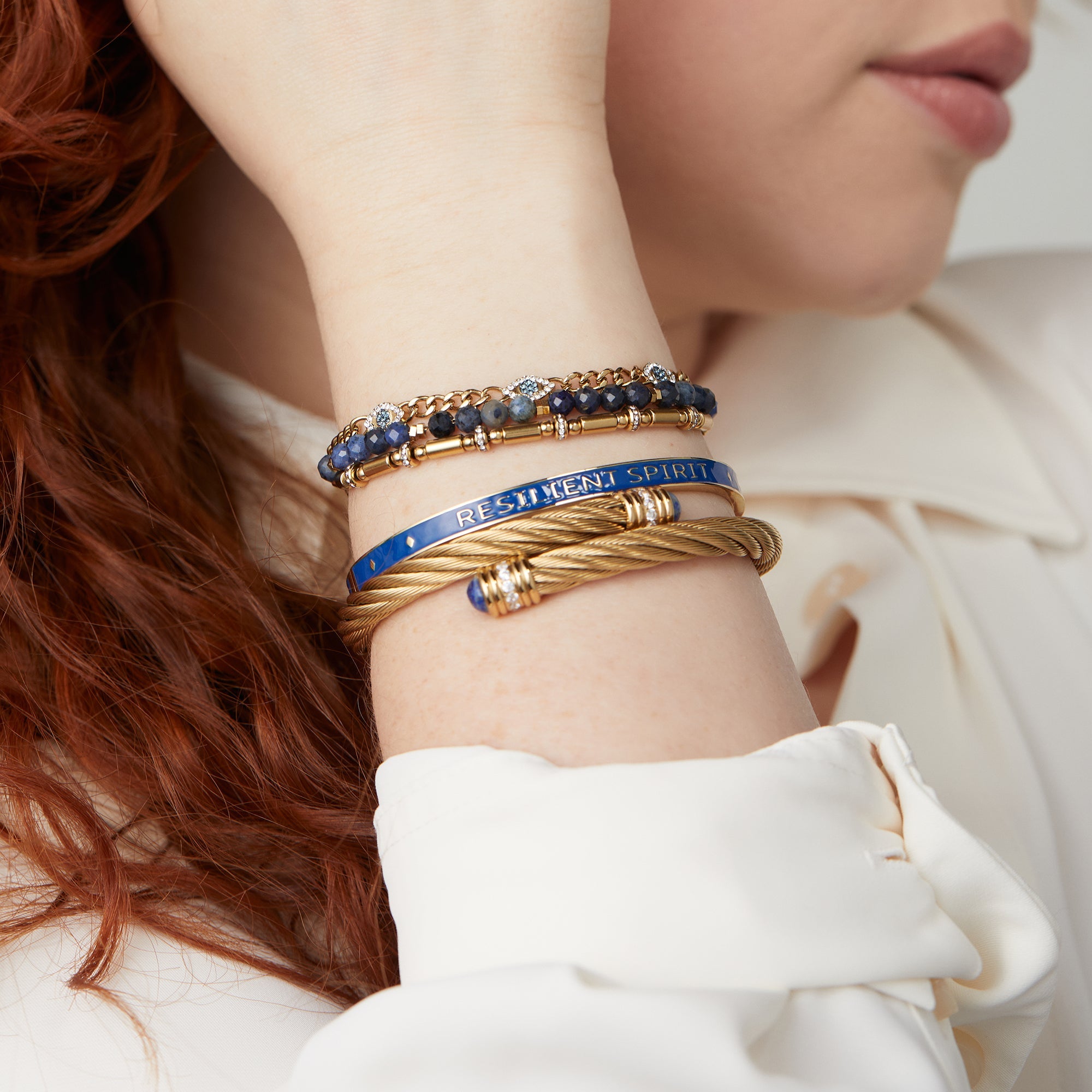 Gemstone Textured Wrap Bracelet