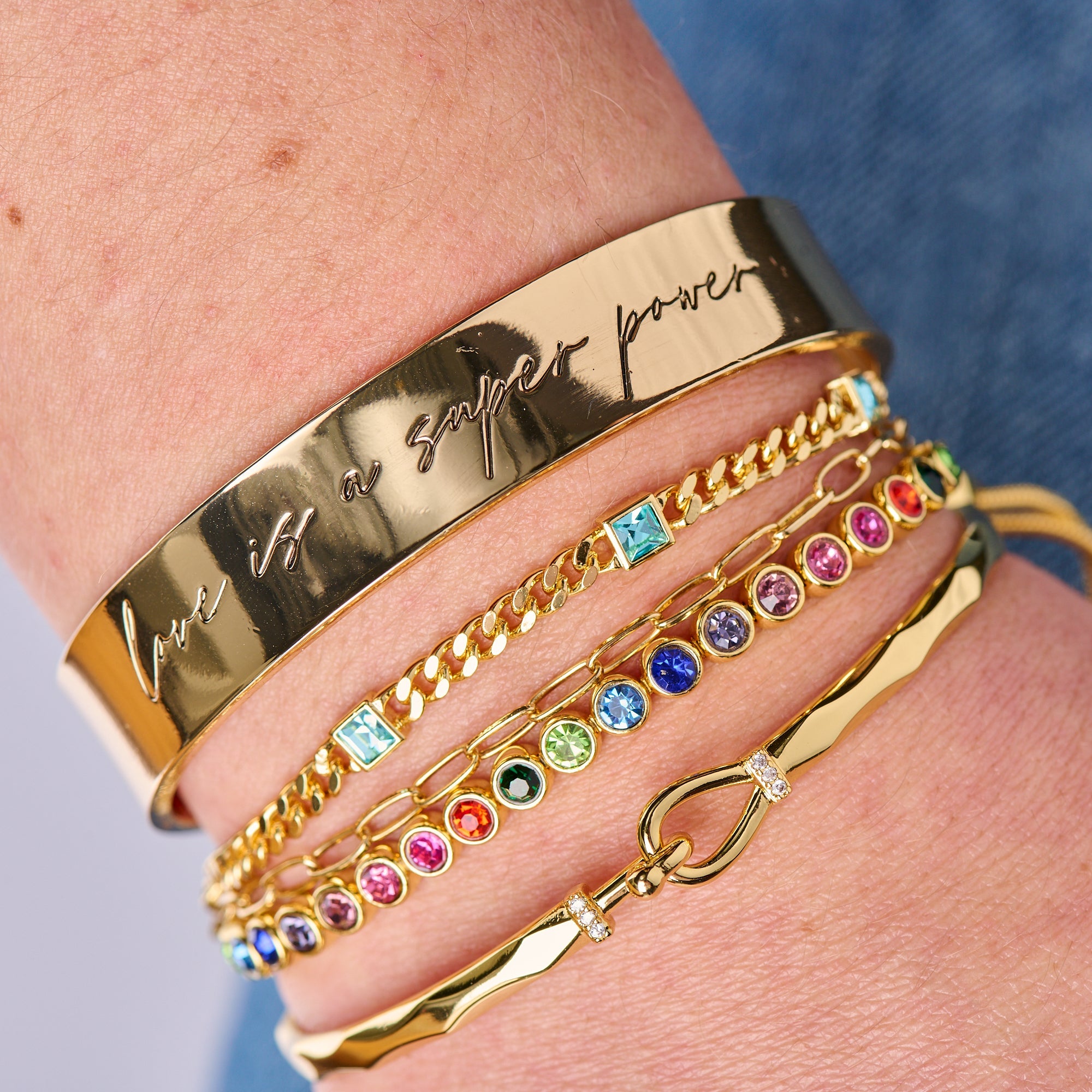 LOVE Multicolor Tennis Bolo Bracelet