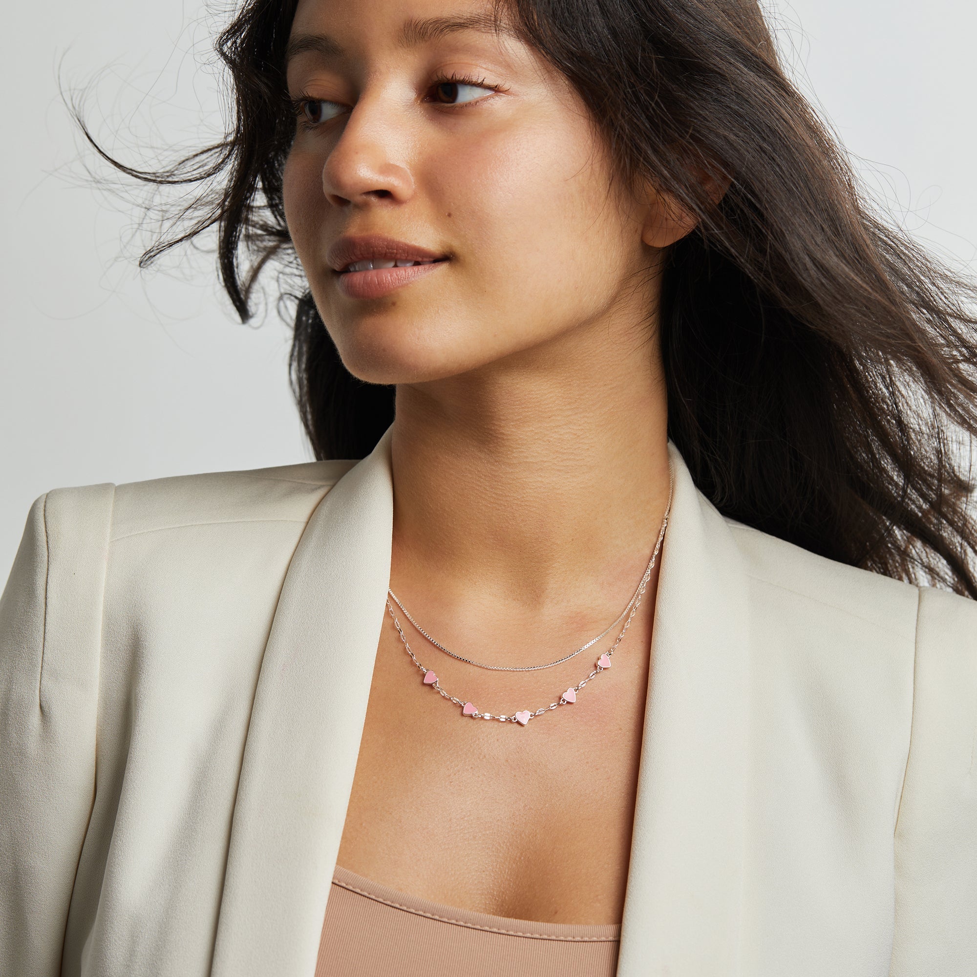 Hearts Chain Necklace, Adjustable