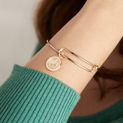 Horseshoe + Clover Charm Bangle Bracelet