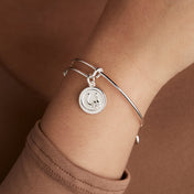Horseshoe + Clover Charm Bangle Bracelet